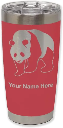 Vista 24 de LaserGram Vaso aislado al vacío de 20 onzas, oso panda, grabado personalizado incluido (negro)