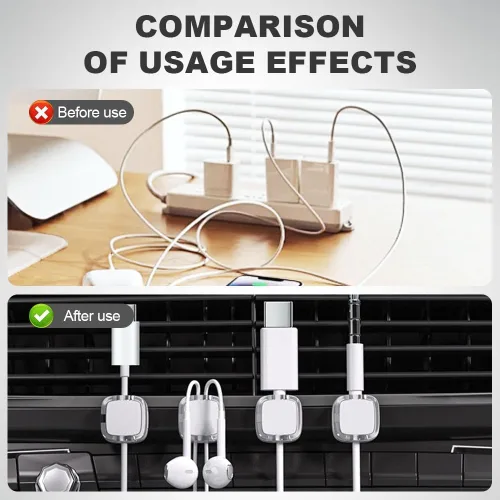 Vista 4 de Paquete de 6 clips magnéticos para cables, soporte organizador de cables, organizador de cables de escritorio con adhesivo fuerte, organizador