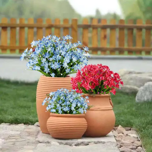 Vista 3 de 4 paquetes de flores artificiales de narcisos, vegetación artificial falsa resistente a los rayos UV, no se decolora, plantas de plástico sintético