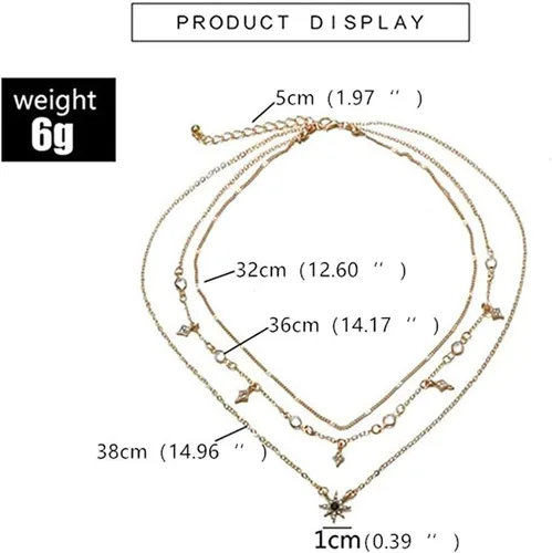 Vista 5 de Collar dorado con estrella solar para mujer, collares de moda para mujeres hermosas, Metal