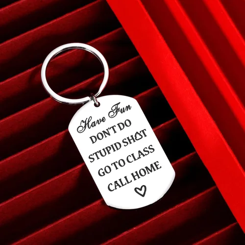 Vista 4 de VANLOVEMAC College Student Gifts Stocking Stuffers for Teen Boys Girls Don't Do Stupid Shitkeychain Christmas Brithday Gifts