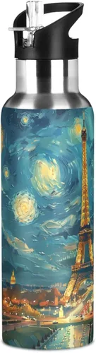Vista 35 de ALAZA Botella de agua con diseño de bandera estadounidense con diseño de camuflaje grunge con tapa de pajilla, botella térmica de acero inoxidable