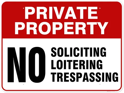 Vista 17 de Señal de propiedad privada No Trespassing No Loitering No Soliciting (7x10)