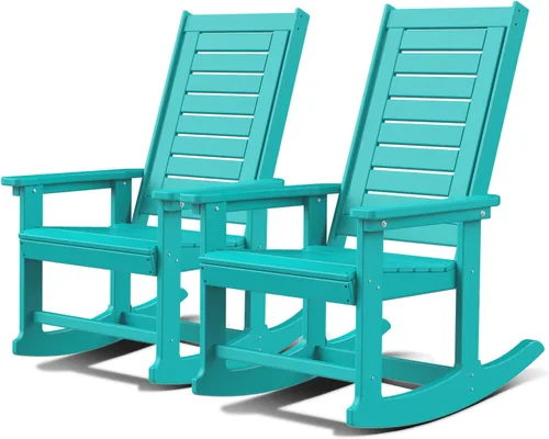 Vista 32 de GREENVINES Oversized Outdoor Rocking Chair, HDPE Rocker, Aqua