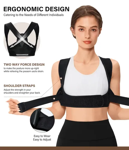 Vista 6 de URSEXYLY Corrector de postura para mujer, transpirable, soporte de espalda para postura, enderezador de espalda ajustable, soporte para cuello