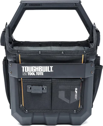 Vista 2 de ToughBuilt Serie ClipTech – Bolsa de herramientas de boca masiva de 12 pulgadas, bolsa de cuerpo duro de apertura amplia con 25 bolsillos, barra
