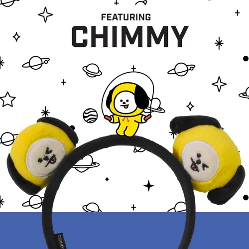 Vista 4 de Concept One BT21 LINE FRIENDS - Diadema bordada de felpa 3D para mujer, Chimmy