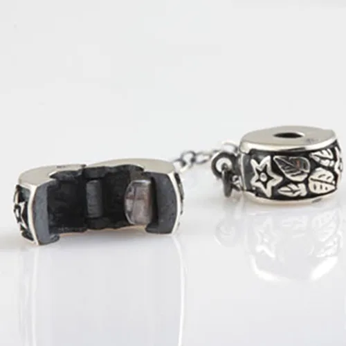 Vista 4 de Cadena de seguridad colgante con gancho, tapón de pinza de plata fina 925, separador de colgantes para pulsera.