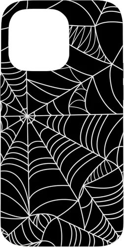 Vista 21 de iPhone 16 Spider Web Halloween Pattern Spooky on Black Case