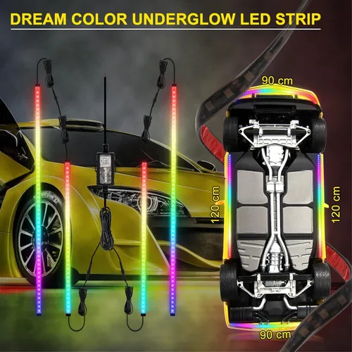 Vista 5 de OPP ULITE Tira de Luz Subterránea para Coche, Color de Persecución de Sueños, Material de Silicona Mejorado, 212 Modos, 252pcs LED, Kit de Luces
