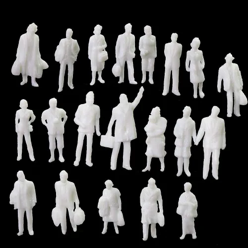 Vista 8 de Pasajero arquitectónico blanco sin pintar 200PCS 1:87 HO Escala Modelo Figuras de pie P8705B-200-AMUS