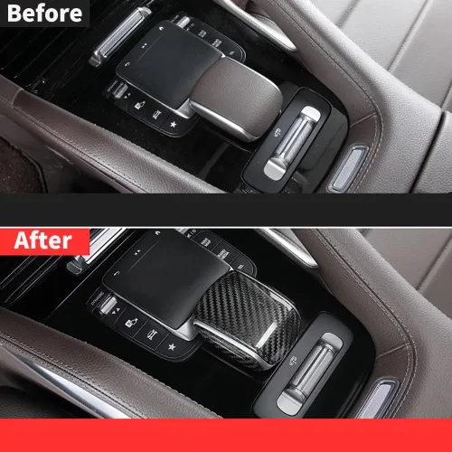 Vista 2 de Marco de panel de cambio de marchas de fibra de carbono real para consola central de automóvil, cubierta protectora para Mercedes Benz GLE W167 GLE