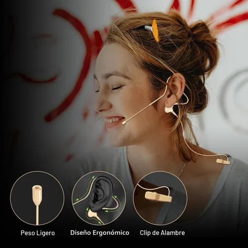 Vista 2 de KIMAFUN Micrófono de Diadema/Auricular de Una Sola Oreja con Gancho para la Oreja Colgante Sobre la Oreja Micrófono Condensador Compatible