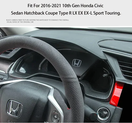 Vista 3 de Accesorios de automóvil aptos para Honda 10ª generación Civic 2016-2021 Interior tablero de instrumentos, marco, marco de cubierta