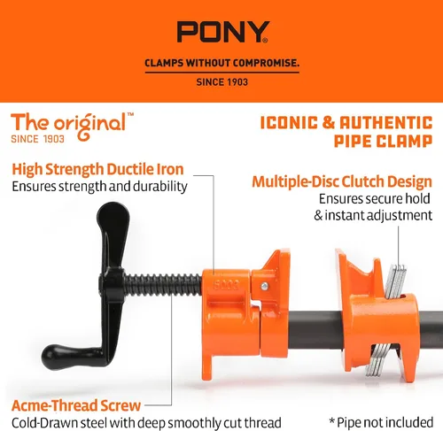 Vista 2 de PONY 2-Pack 50 abrazadera de tubo para encolado de madera para tubo negro de 3/4 pulgadas