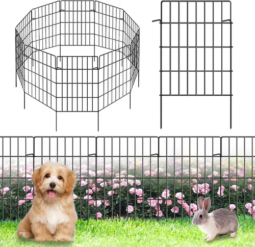 Vista 7 de Paquete de 10 barreras de jardín para cercas de animales de 1.44 pulgadas, espacio total de 10.8 pies de largo x 24 pulgadas de alto, alambre
