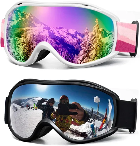 Vista 15 de FMY Gafas de esquí y snowboard OTG, protección UV400, anti niebla, gafas de esquí para motos de nieve para hombres, mujeres y jóvenes