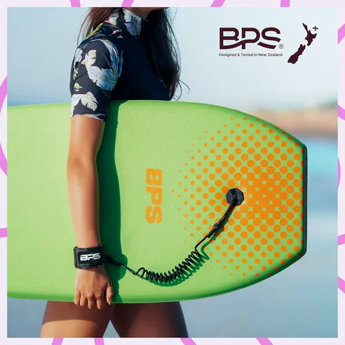 Vista 5 de BPS Nueva Zelanda 'Storm' Bodyboard Correa – Bobina premium de 4 pies en espiral de muñeca Boogie Board correas con enchufe