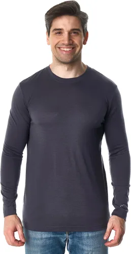 Vista 9 de Camisas 100% de lana merino para hombre, ropa interior térmica, capa base 190 negro
