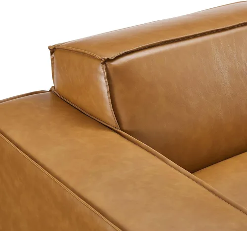 Vista 10 de Modway Restore - Sofá biplaza seccional de cuero vegano en color marrón