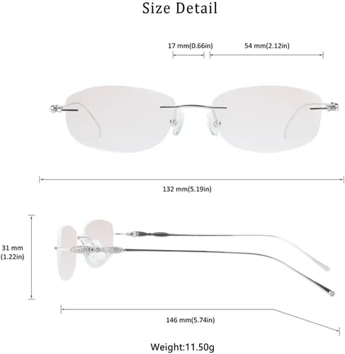 Vista 12 de LifeArt Pure Titanium Frame Glasses/Blue Light Blocking Reading Glasses, Reduce Eyestrain, Stylish for Men and Women 3033_(champán Clear)