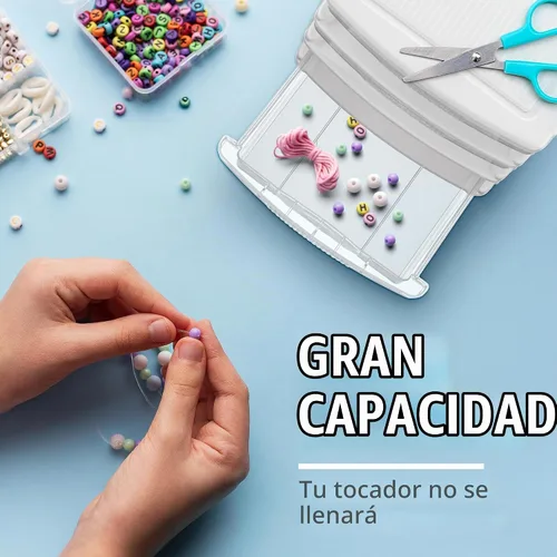 Vista 6 de Tribello Almacenamiento de plástico con 3 cajones, mini cajón, marco blanco con cajones transparentes para almacenamiento de manualidades, 10