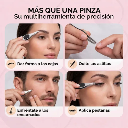 Vista 6 de Precision Tweezers for Eyebrows & Facial Hair Removal, Stainless Slant Tip Pinzas profesionales perfectamente alineadas y calibradas para pelos