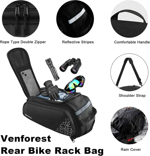 Vista 2 de Bolsa Trasera para Bicicleta, Bolsa de Maletero de Bicicleta de 20L PVC Impermeable para Bicicletas de Carretera y de Montaña, Bolsa Multifuncional