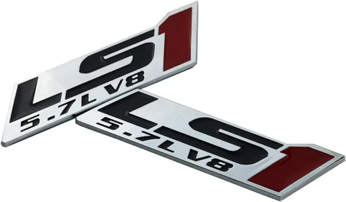 Vista 4 de 2 calcomanías LS1 5.7L V8 para guardabarros, placa de identificación (rojo cromado)