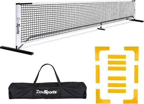 Vista 7 de ZENY Sistema de red de pickleball portátil con marco de metal y red de pickball de tamaño reglamentario de 22 pies con bolsa de transporte