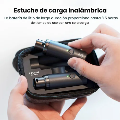 Vista 2 de Sistema de Micrófono Inalámbrico NUX B-3RC 2.4GHz con Estuche de Carga, Paquete de Micrófono, 24-bit/44.1kHz, Transmisión de Larga Distancia