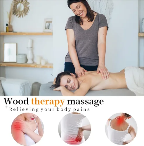 Vista 5 de Herramientas de masaje de terapia de madera, rodillo de masaje manual para esculpir el cuerpo, kit de maderoterapia, masajeador de celulitis