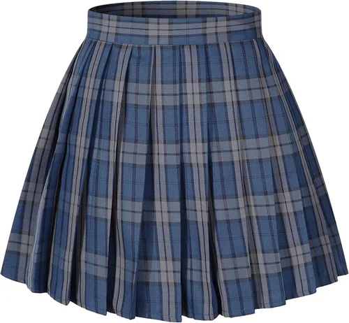 Vista 26 de Faldas plisadas a cuadros de cintura alta para mujeres y niñas, talla grande, uniforme escolar, mini disfraces de cosplay