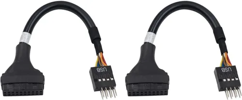 Vista 8 de Duttek Cable divisor USB, 5 pulgadas/5.1 in, USB 2.0 9 pines hembra a doble 9 pines macho extensión para placa base, 1 paquete