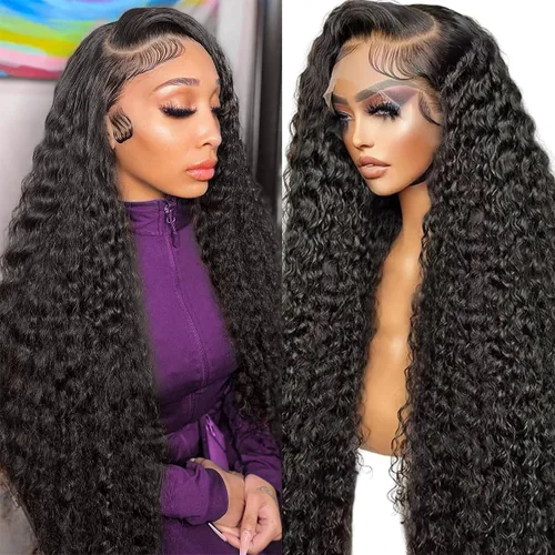 Vista 41 de Pelucas de cabello humano lacio para mujeres negras, encaje frontal de 13 x 4 pulgadas, previamente despuntada, sin pegamento, HD frontal, negro