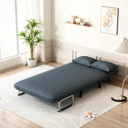 Vista 3 de BOJATU - Silla convertible de 39.4 pulgadas, sofá cama de tres pliegues con respaldo ajustable, diván de ocio con marco de acero resistente