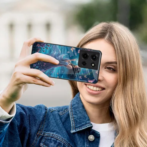 Vista 151 de Funda para Motorola Moto Edge 2022, cubierta trasera de vidrio templado con protector de pantalla, funda protectora a prueba de golpes para Motorola