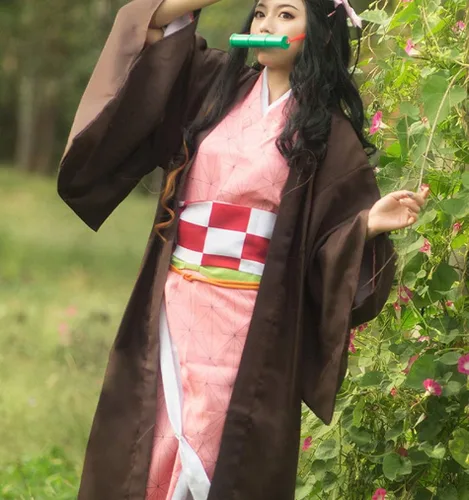 Vista 5 de RAINDEWLL Nezuko - Bozal de bambú para cosplay de Nezuko boquilla accesorios de anime accesorios de Halloween