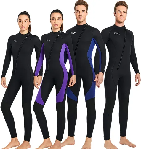 Vista 7 de Trajes húmedos para mujeres y hombres, traje de neopreno de cuerpo completo de 3MM, traje de buceo en agua fría, manga larga, cremallera frontal