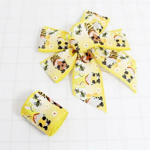 Vista 3 de 6 rollos de cinta de abeja de 30 yardas, cinta de borde con cable, cinta de miel para envoltura de manualidades de primavera y verano, rayas de 2.5