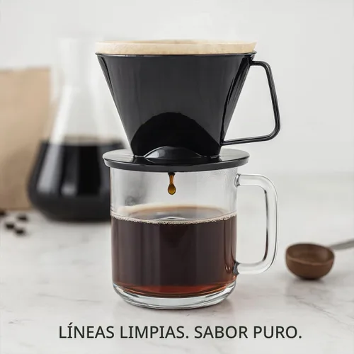 Vista 8 de Cono de Filtro de Café para Verter Fino, Tamaño Número 1, Negro, Prepara de 1 a 2 Porciones