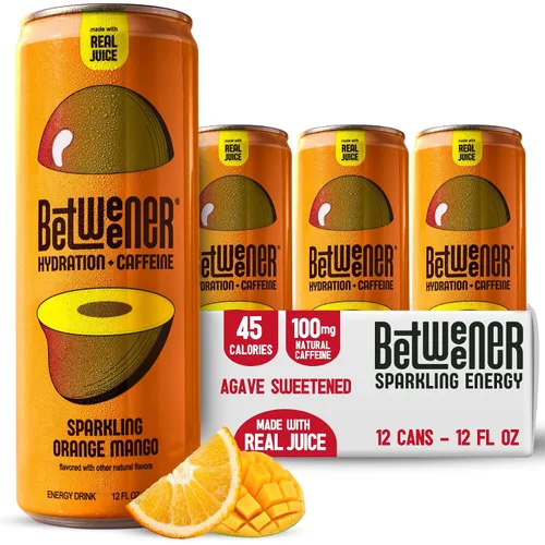 Vista 9 de Betweener Sparkling Energy Seltzer, agua con gas con jugo real y 100 mg de cafeína, ligero y refrescante, L-teanina para concentración, vitaminas