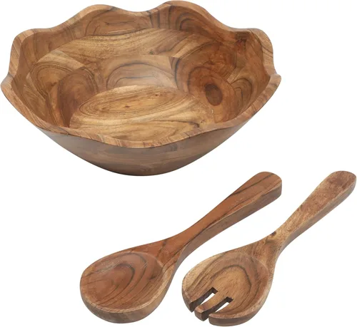 Vista 8 de Gibson Home Laurel - Juego de ensaladeras de madera de acacia, 3 piezas, madera de acacia