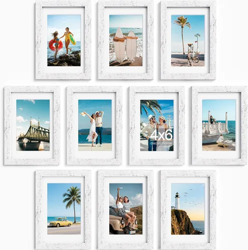 Vista 56 de decorUhome Paquete de 10 marcos de fotos de 4 x 6 pulgadas, decoración de Dorado