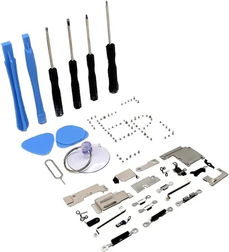 Vista 12 de Piezas internas de la cubierta de la placa de metal para el iPhone 5, reemplazo del soporte incluye juego completo de tornillos y kit