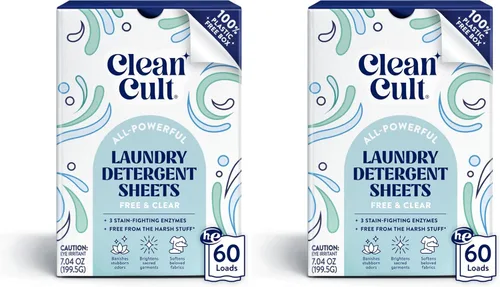 Vista 14 de Cleancult Hojas de detergente para ropa – Caja resellable – 3 enzimas que combaten las manchas – Sin fragancia – 60 cargas – Libre de productos