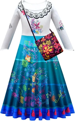 Vista 2 de Mirabel Costume Dress For Girls Isabela Madrigal Princess Cosplay Halloween Dress Up