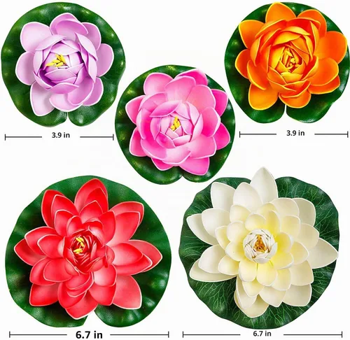 Vista 2 de 14 almohadillas de lirio artificial y flor de loto artificial