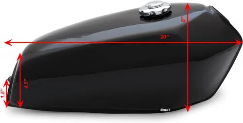 Vista 6 de The San Bruno Cafe Racer Tanque de gasolina - Negro - Depósito de gasolina y combustible para motocicleta de 2.4 galones 9L