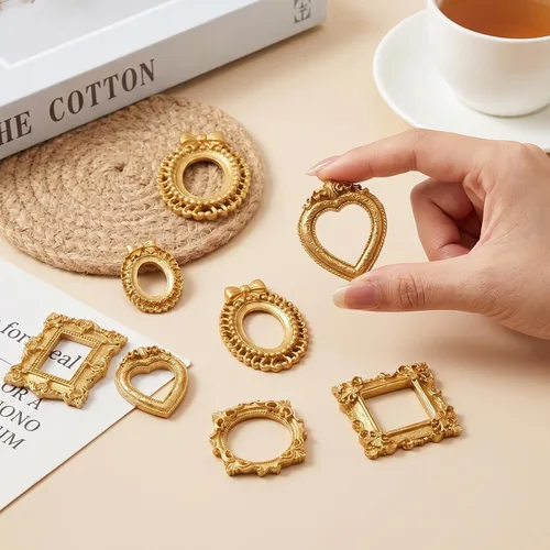 Vista 6 de 12 Pcs Vintage Mini Gold Frames, Resin Mini Picture Frames